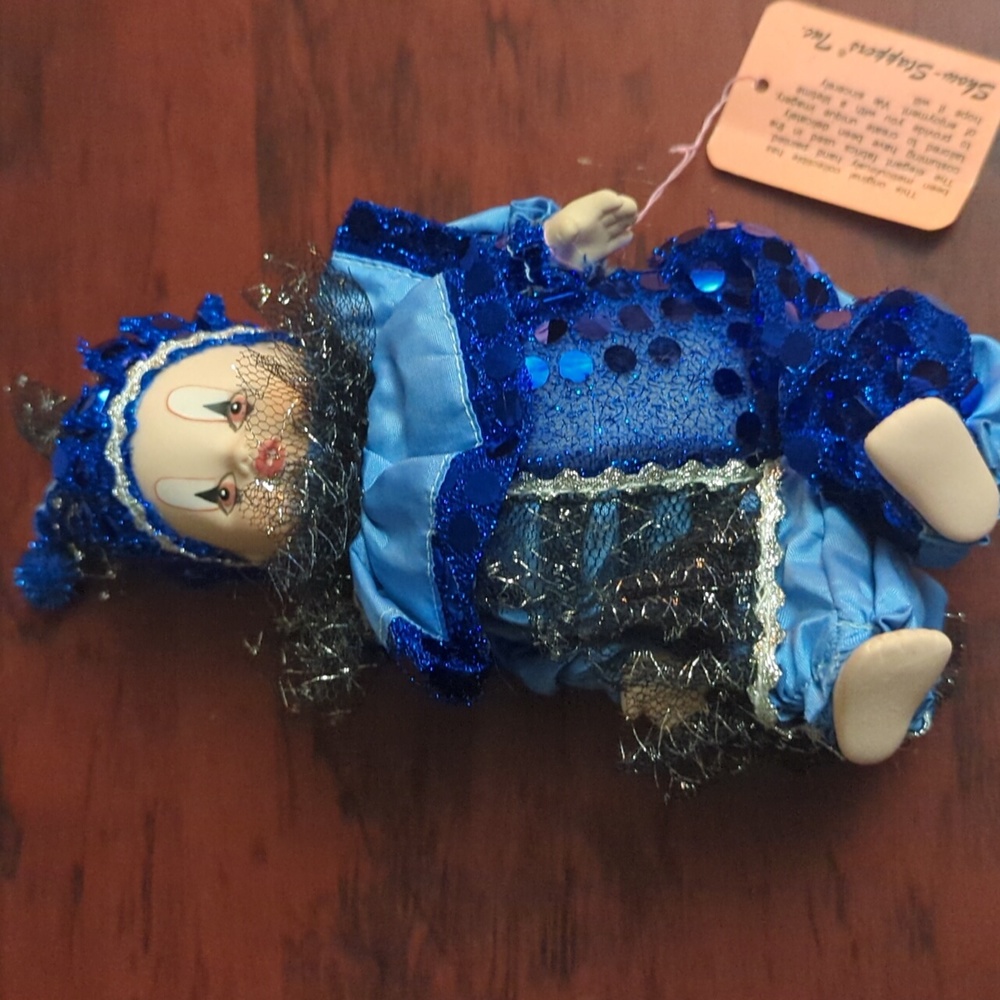 SHOW STOPPERS PORCELAIN & SEQUINS Mardi gras jester vintage
